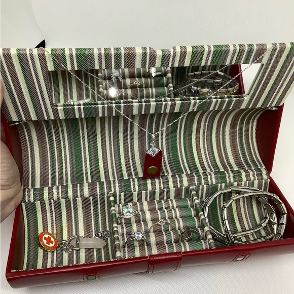 Tube Style Red Jewellery Roll Travel Case - Picture 13 of 16